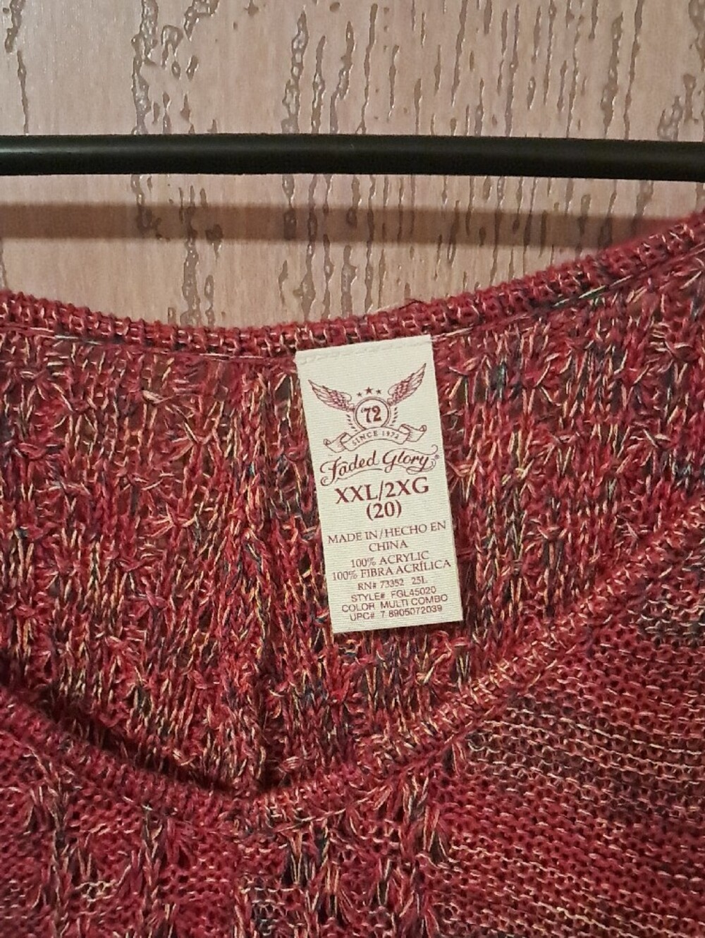 Faded Glory Marled Rust V-Neck Knit Tunic - Picture 3 of 7